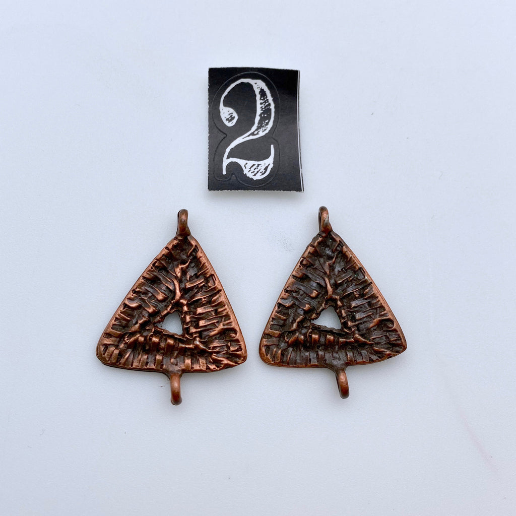Pair Of Triangular Double Ring Metal Connector Pendants (MP83)