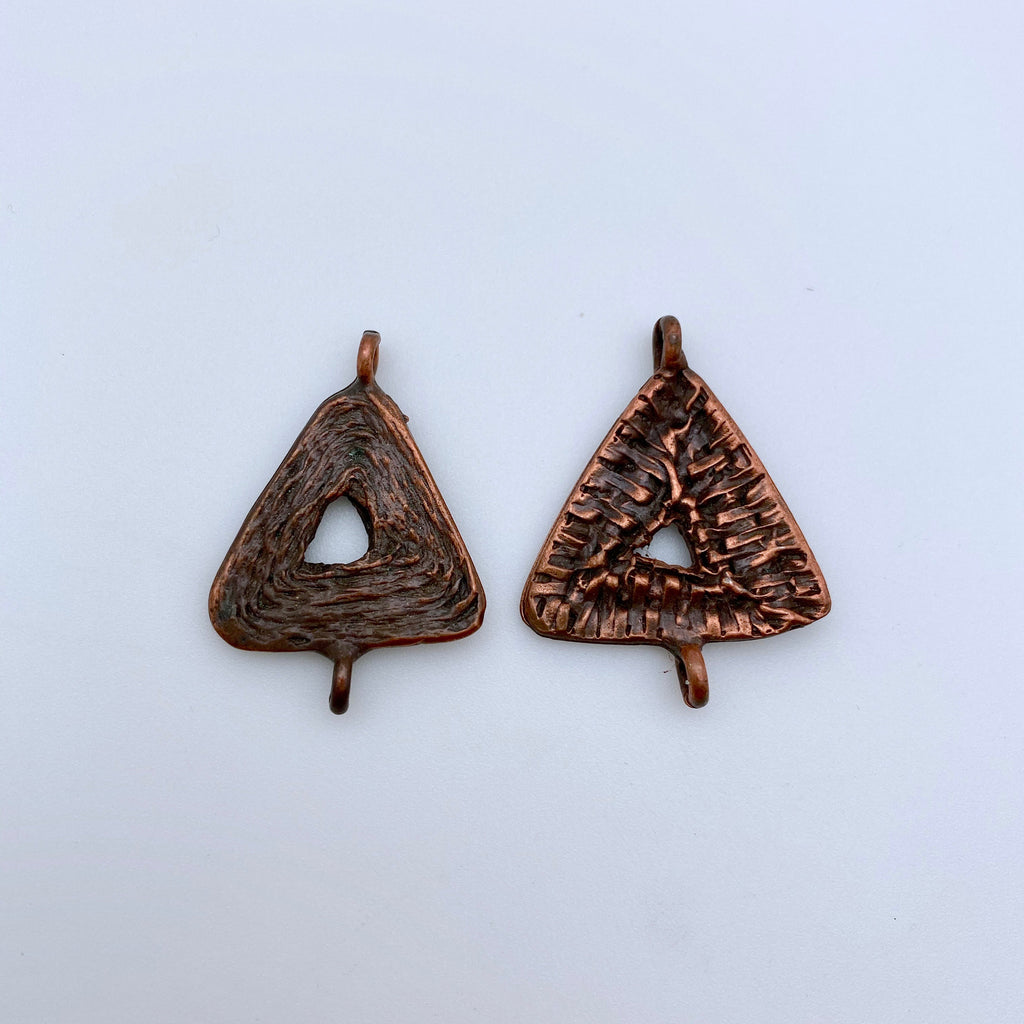 Pair Of Triangular Double Ring Metal Connector Pendants (MP83)