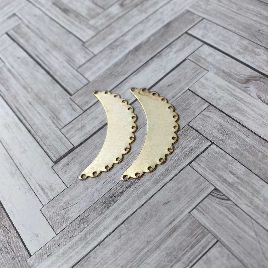 Pair Of Funky Brass Plated Crescent Pendants (MP85)