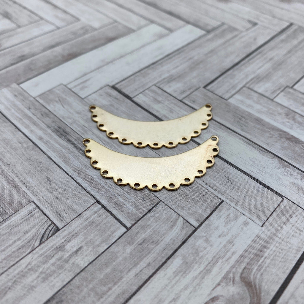 Pair Of Funky Brass Plated Crescent Pendants (MP85)