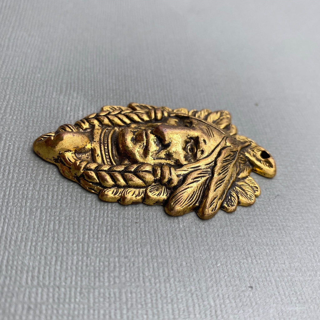 Brass Plated Indian Head Pendant (MP86)