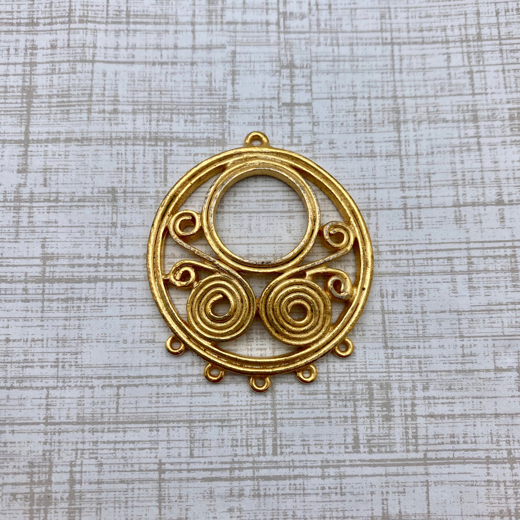 Vintage Brass Plate Wire Pendant (MP95)