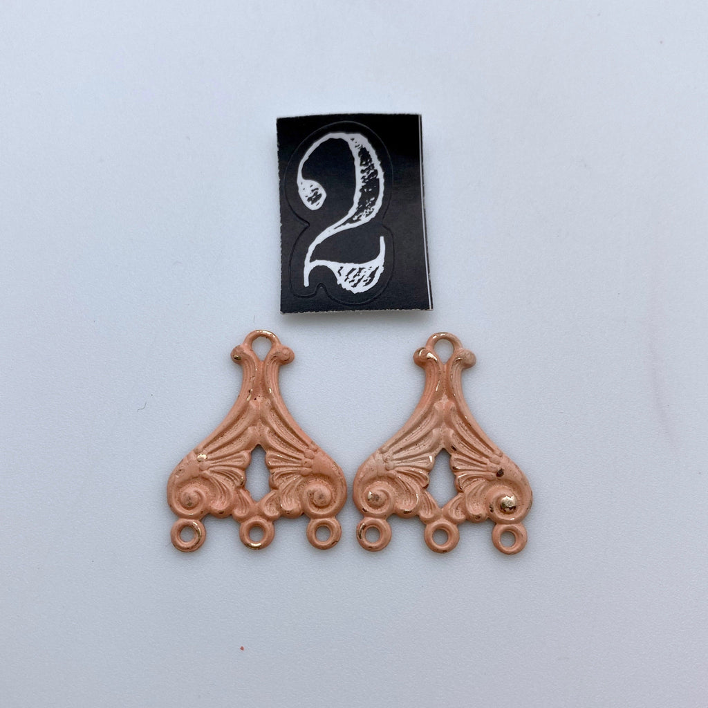 Pair Of Vintage Painted Chandelier Earring Pendants (MP96)