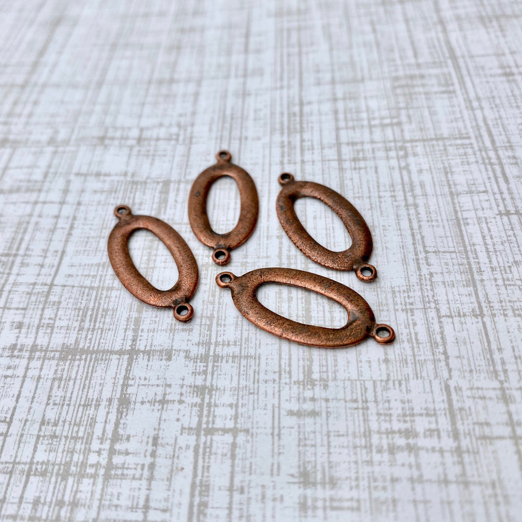 4 Oval Double Connector Copper Plated Pendants (MP133)