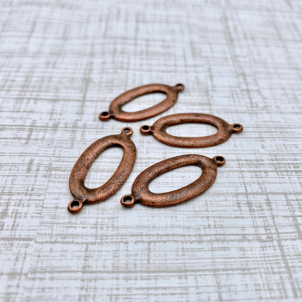4 Oval Double Connector Copper Plated Pendants (MP133)