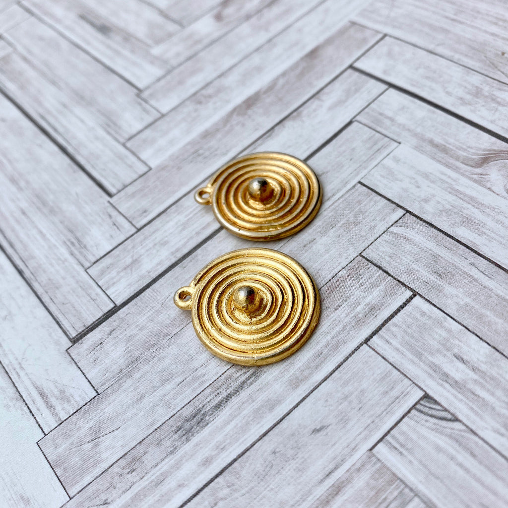 Pair Of Brass Plated Round Spiral Pendants (MP134)