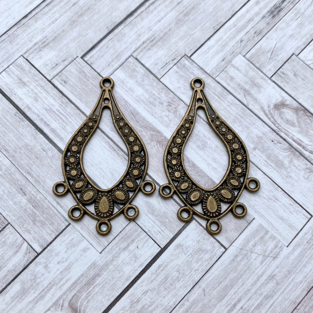 Pair Of Bronze Metal Chandelier Earrings (BRZP1)