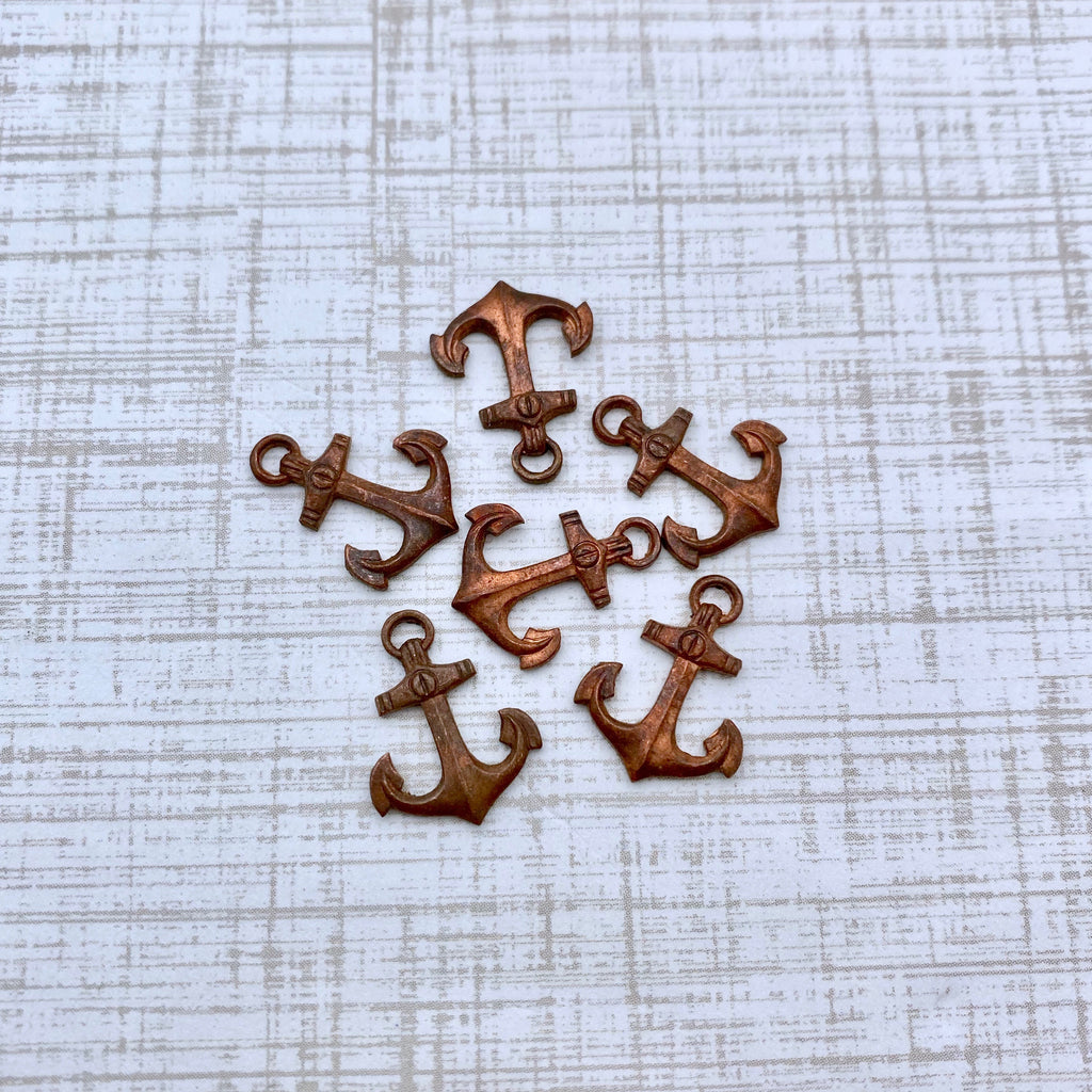 6 Vintage 1970&#39;s Copper Anchor Stampings (MP150)