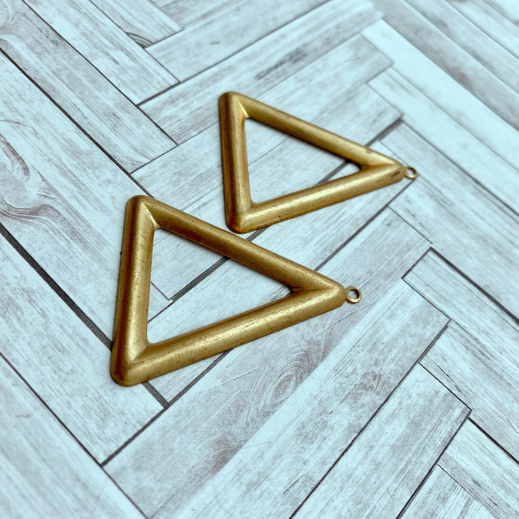 Pair Of 1970s Brass Triangle Pendants (BP54)