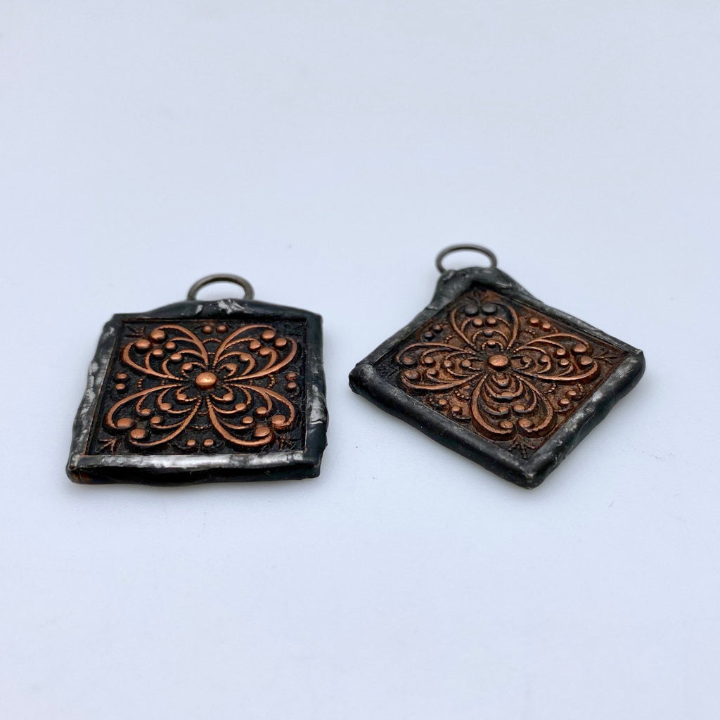 Flower Hand Soldered Brass Pendant (Available in 2 Options: Square or Diamond) (SMP14)