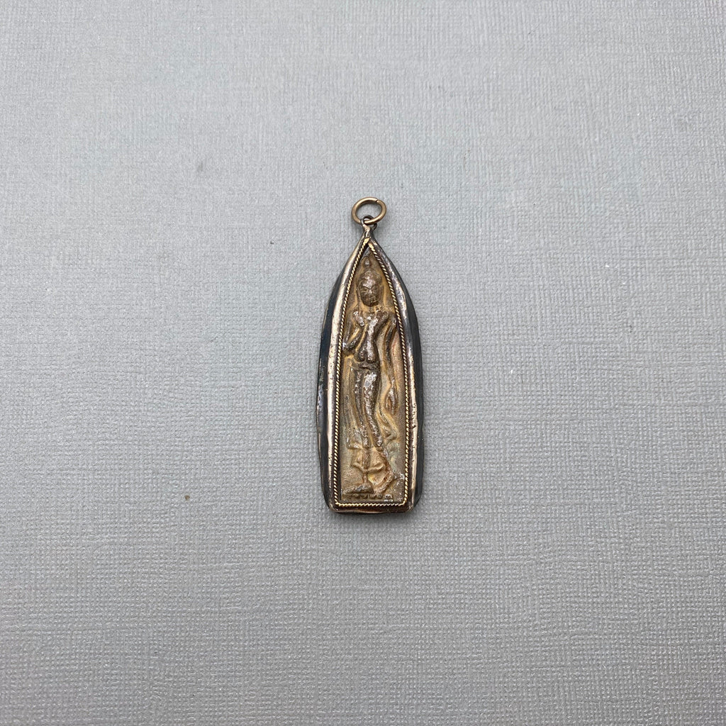 Walking Buddha Amulet Pendant With Studded Border From Thailand (LAP30)