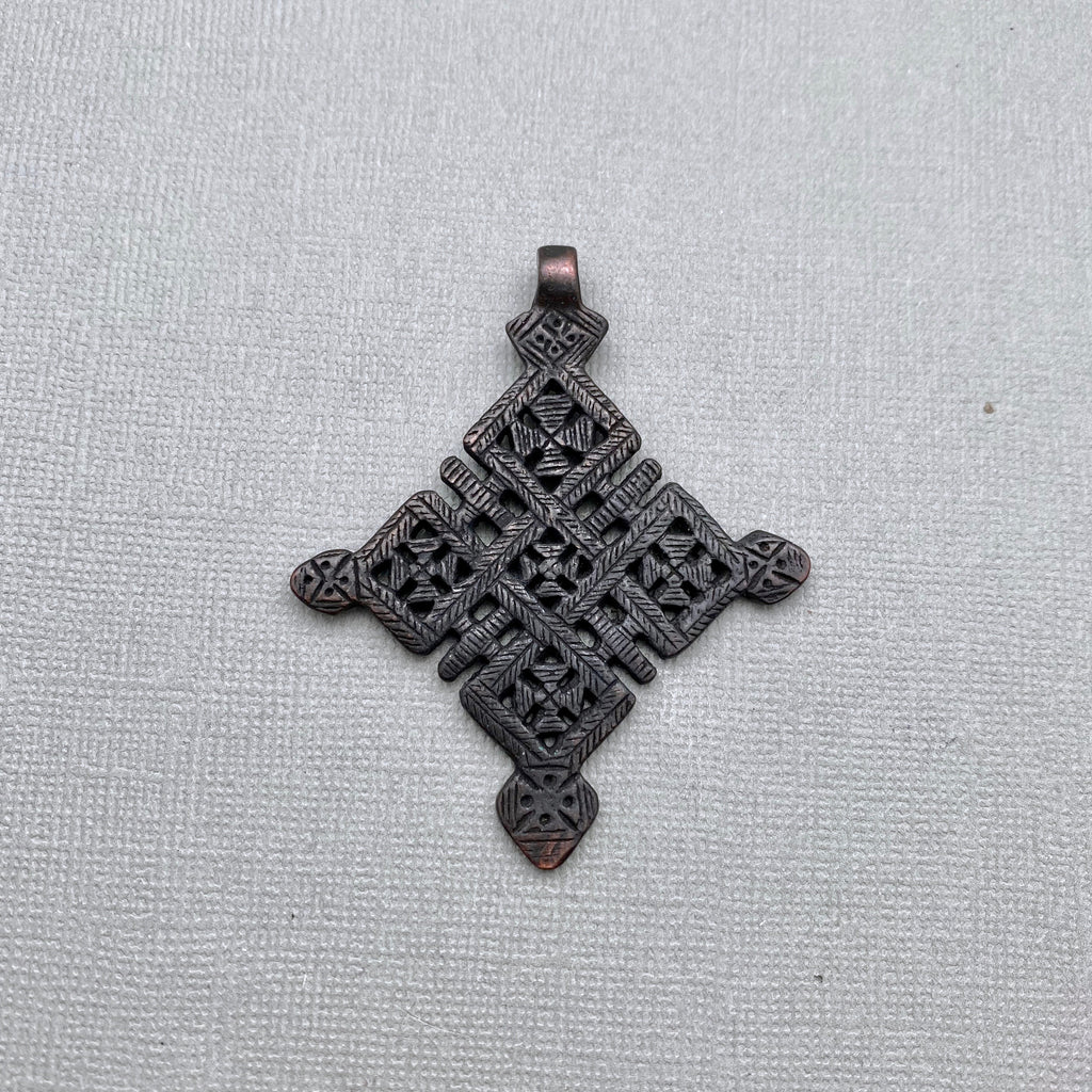 Ethiopian Coptic Cross Pendant (Available In 2 Colors) Antique Brass & Black Patina (LBC36)