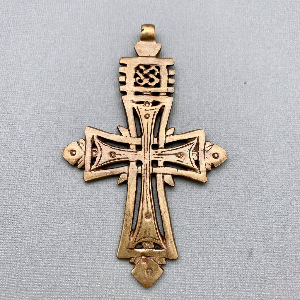 Tribal Ethiopian Brass Cross Pendant (LBC60)