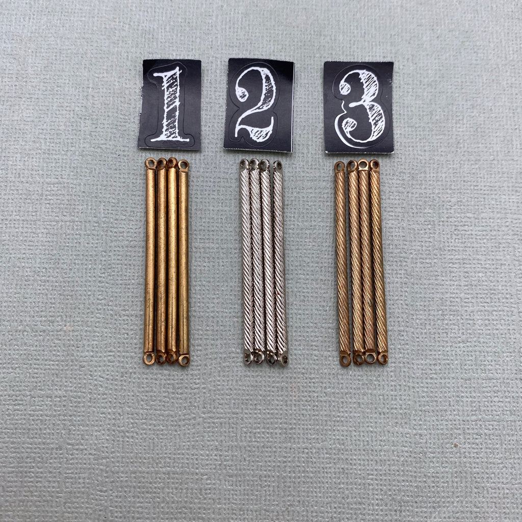 4 Vintage Brass Double Connector Pendants (3 Variations To Choose From) (BP71)