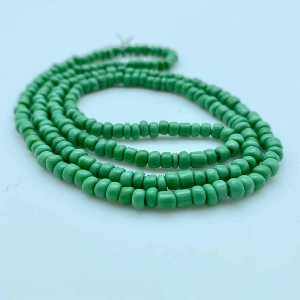 Vintage Happy Green Czech Glass Spacer Chip Beads (4mm) (GCG16)
