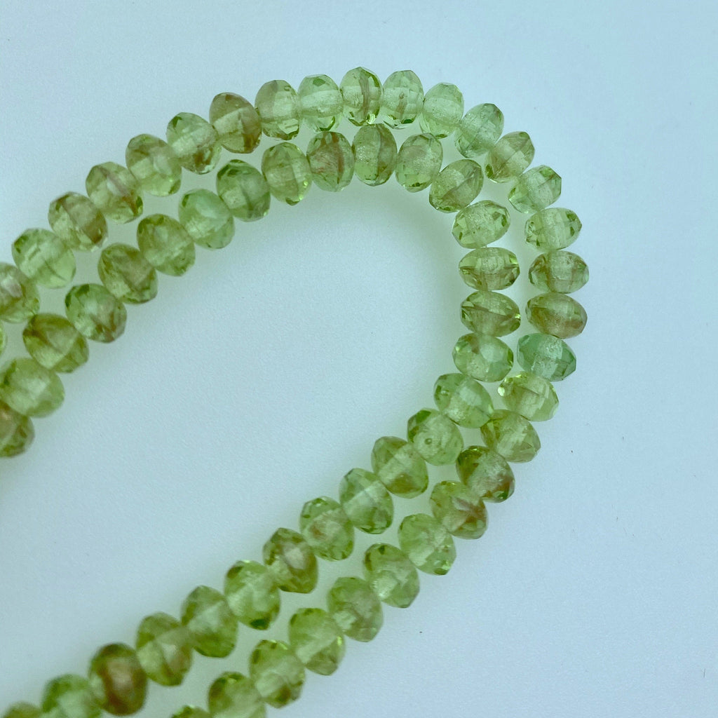 Small Petite Green Czech Rondelle Beads (2x5mm) (GCG18)