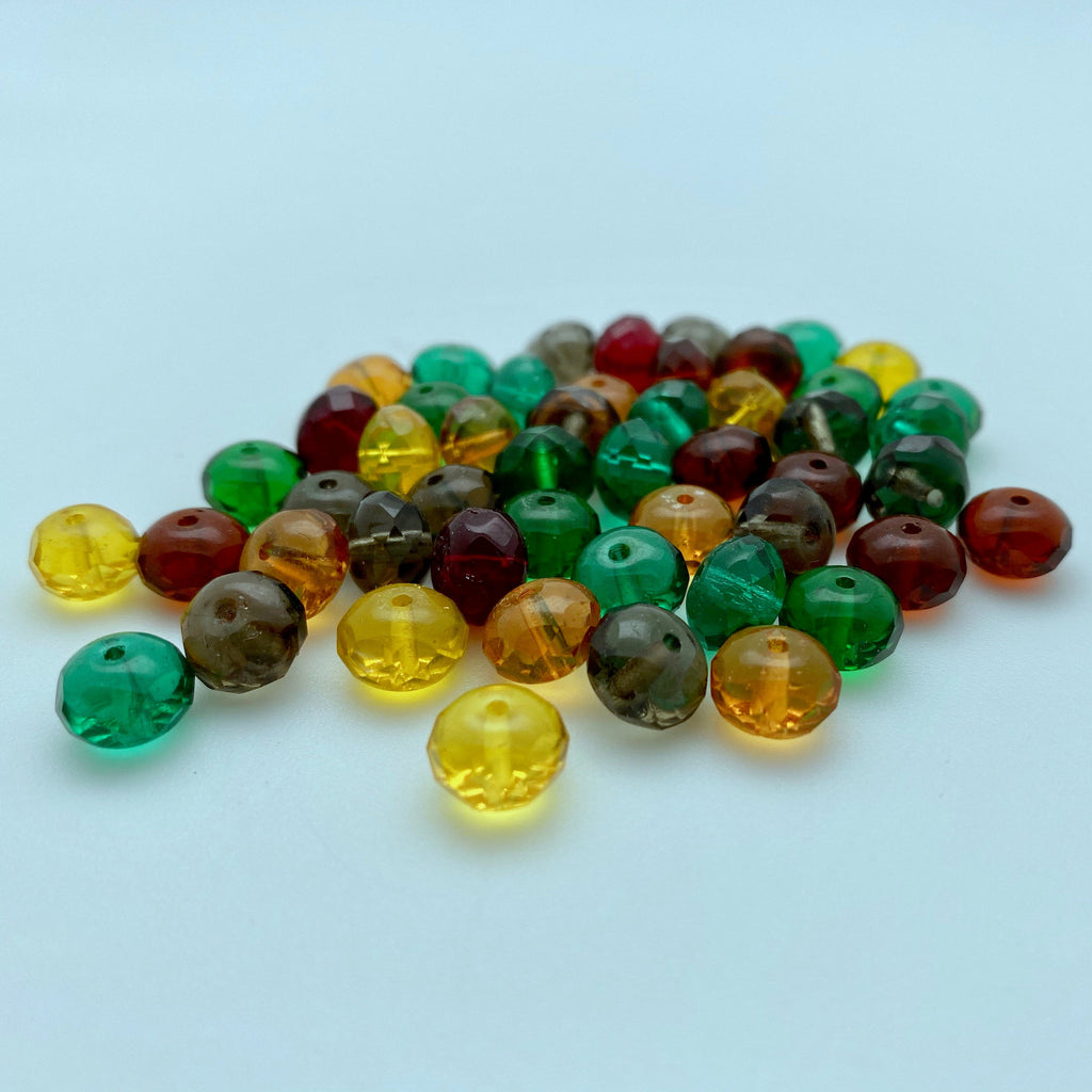 Assorted Czech Glass Fall Color Rondelle Beads (6x9mm) (GCG20)