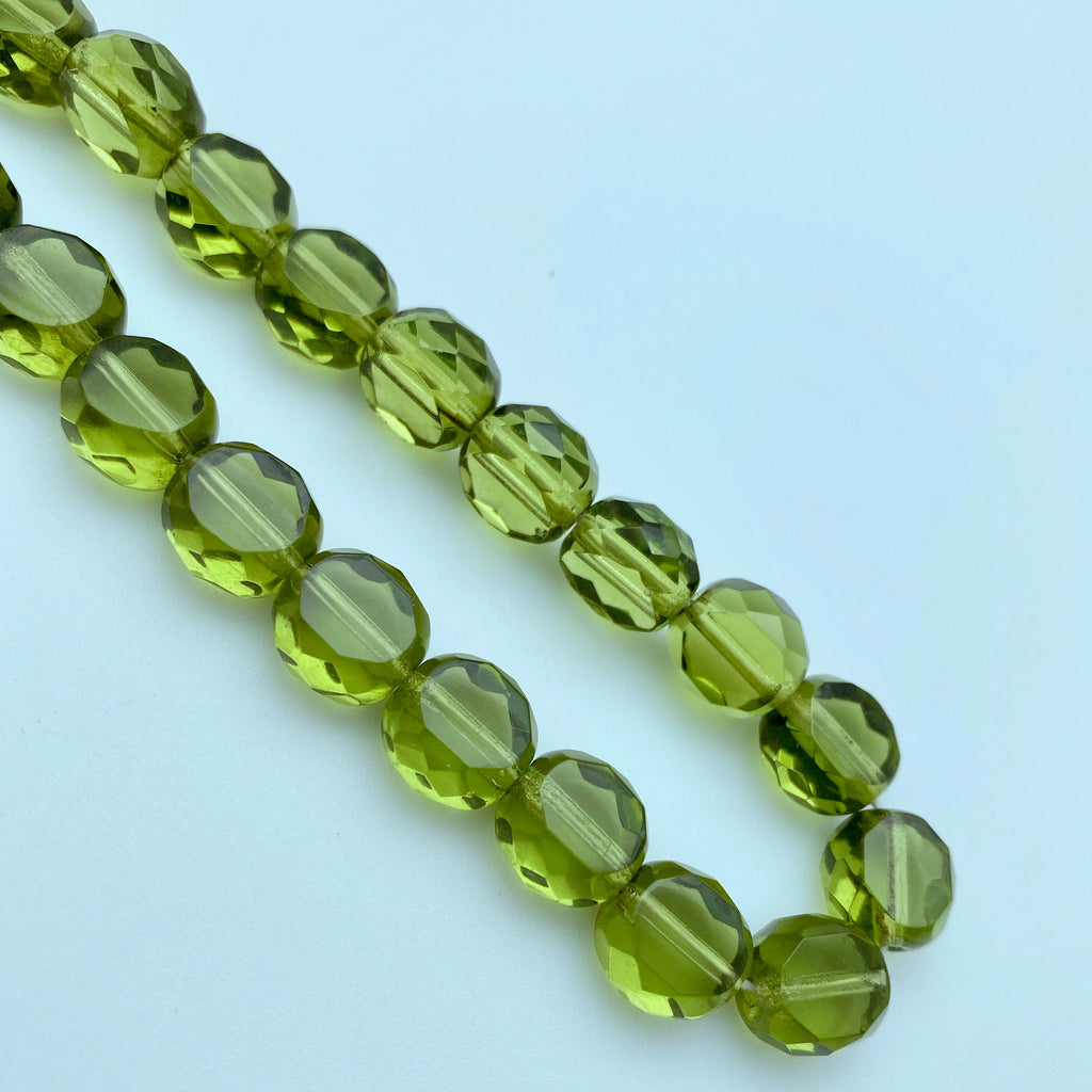 Olive Green Fire Polished Czech Glass Beads (10mm) (GCG23)