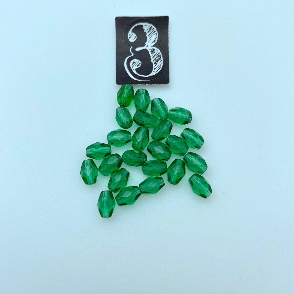 Green Czech Glass Spacer Beads (3 Variations) (5x7mm) (GCG27)