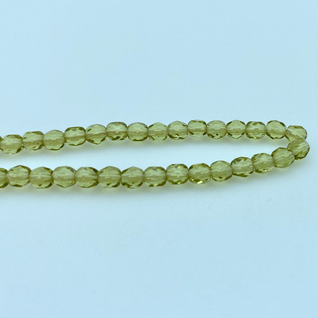 Faceted Translucent Green Czech Glass Spacers (4mm) (GCG28)