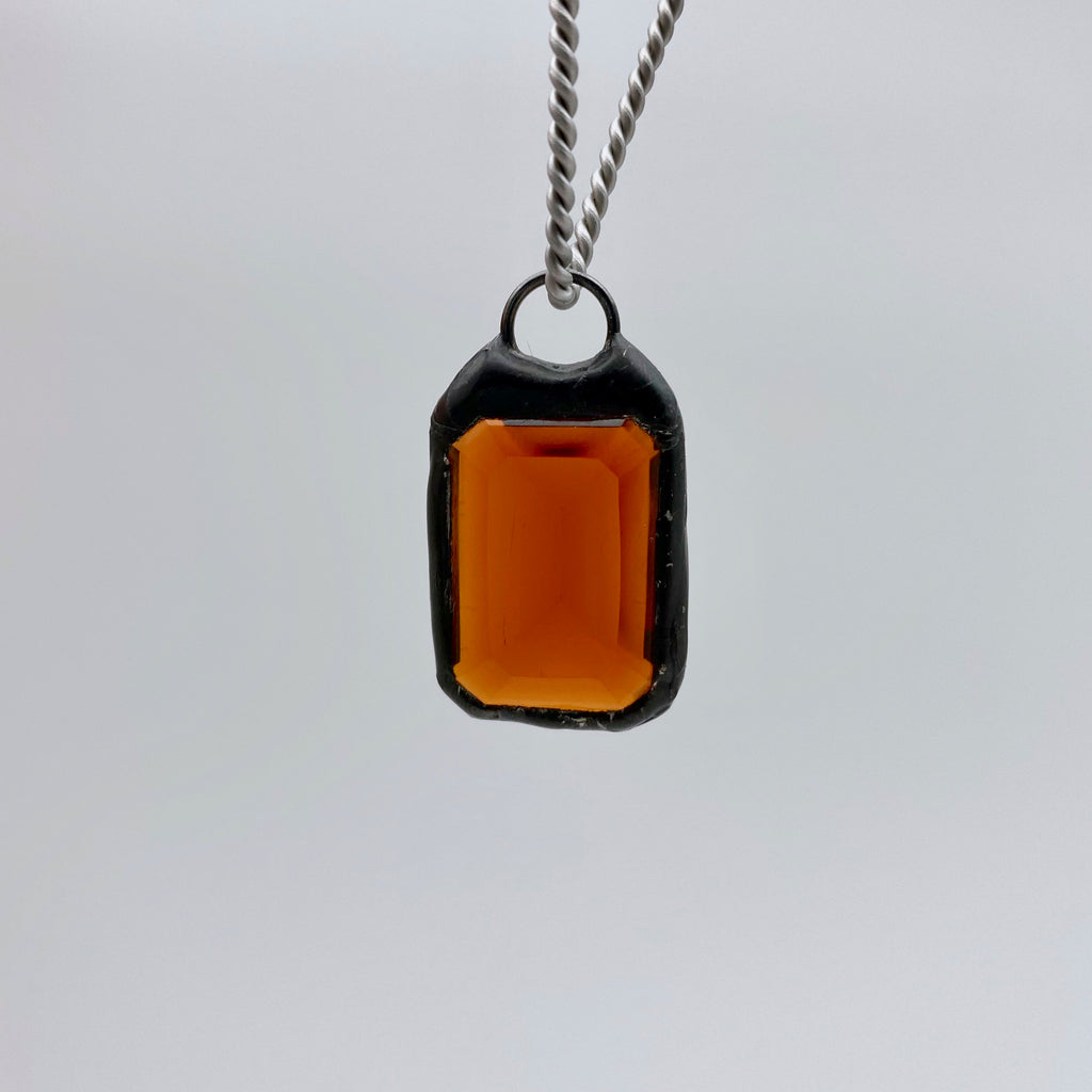 Rectangular Red Amber Pendant & Connector Rhinestone (Available in 2 Options) (SGP18)