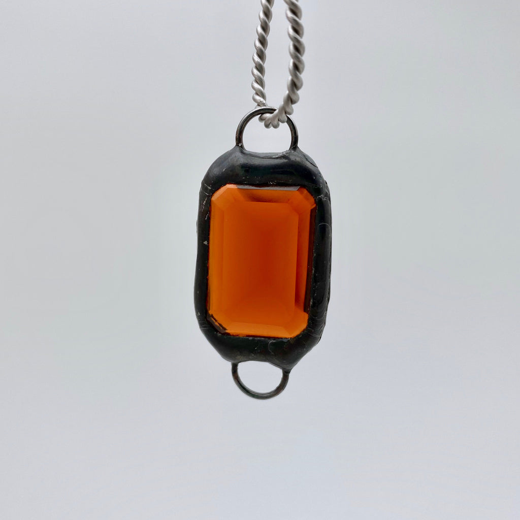 Rectangular Red Amber Pendant & Connector Rhinestone (Available in 2 Options) (SGP18)