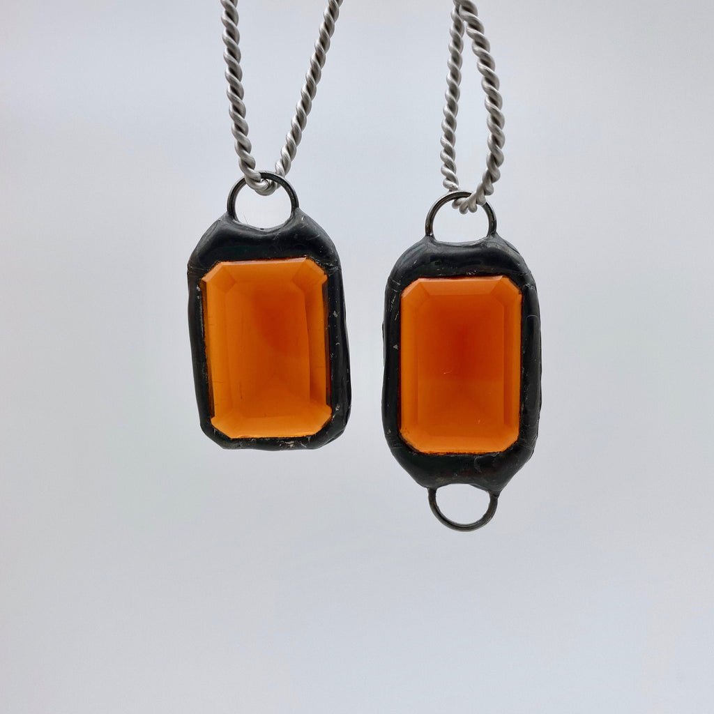 Rectangular Red Amber Pendant & Connector Rhinestone (Available in 2 Options) (SGP18)