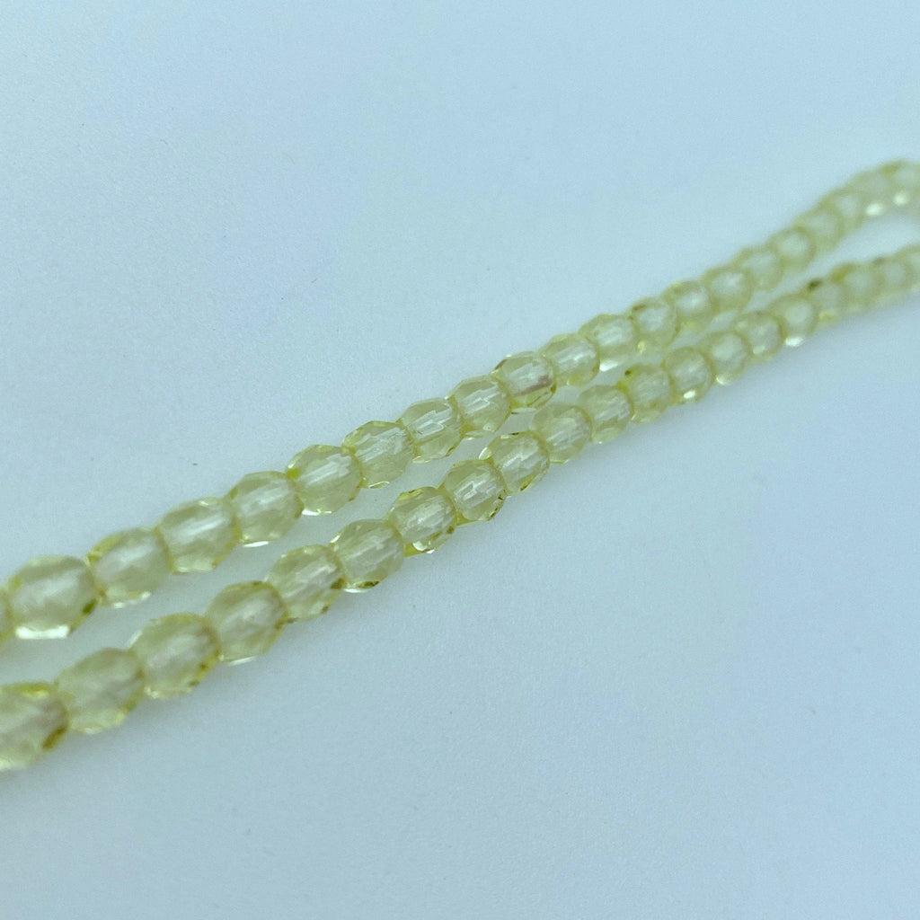 Faceted Translucent Yellow Czech Glass Spacer Beads (4mm) (YCG1)