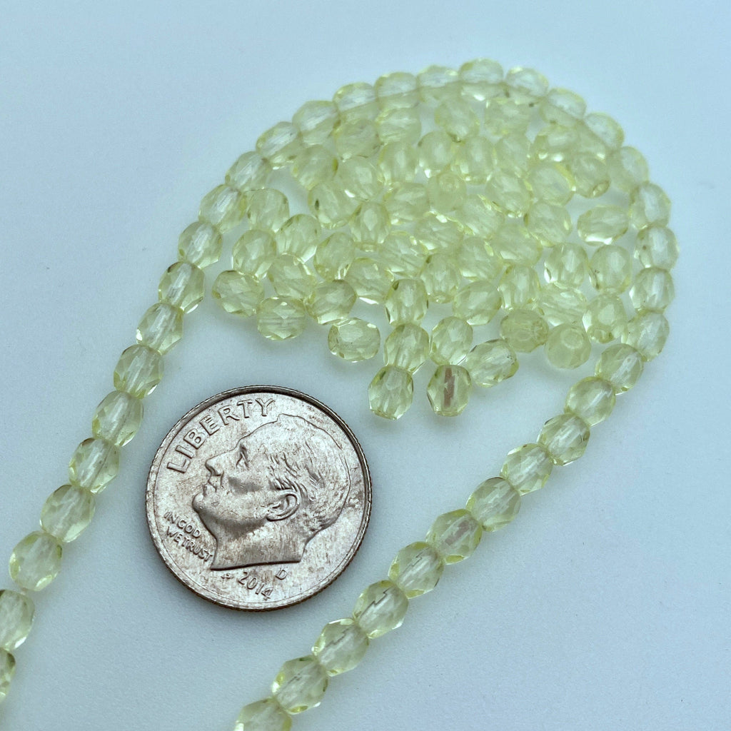 Faceted Translucent Yellow Czech Glass Spacer Beads (4mm) (YCG1)