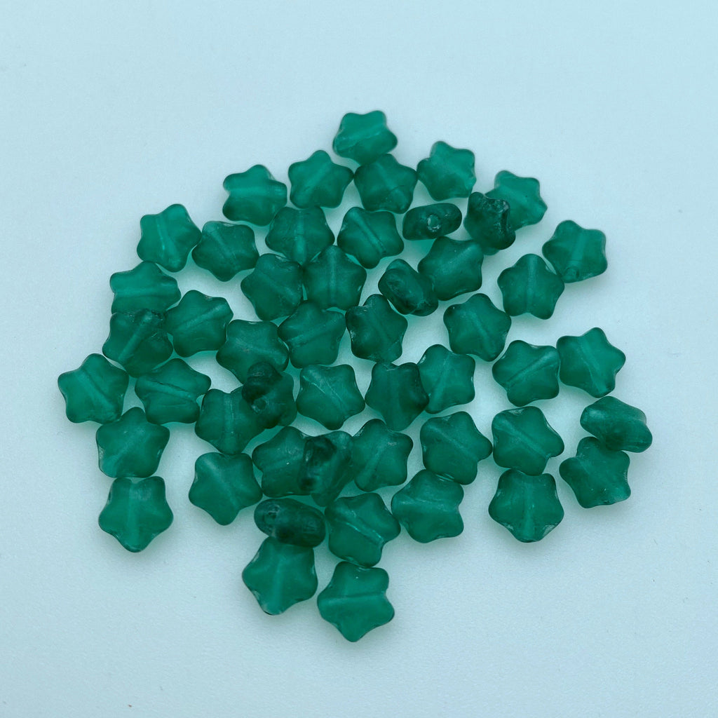 Teal Green Czech Glass Star Beads (GCG44)