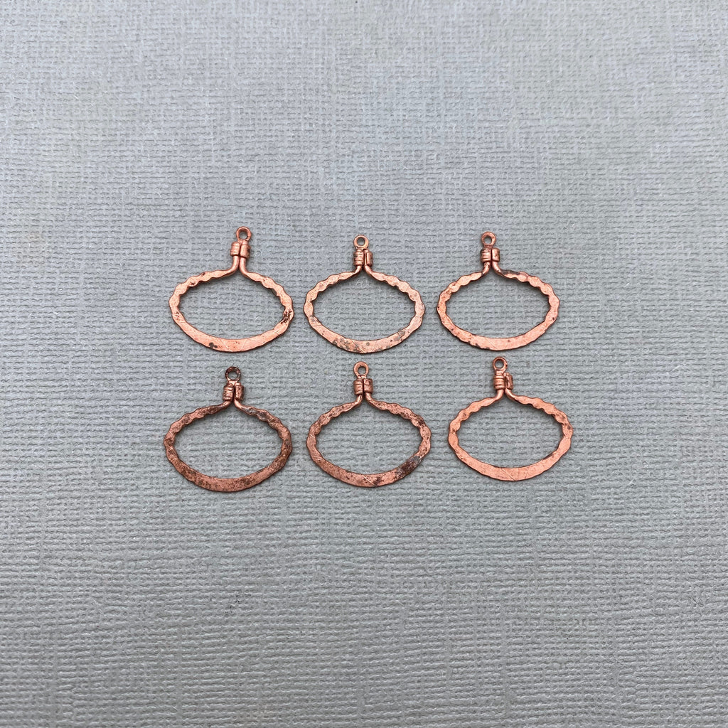 6 Vintage Copper Teardrop Pendants (Available In 2 Options) (MP193)