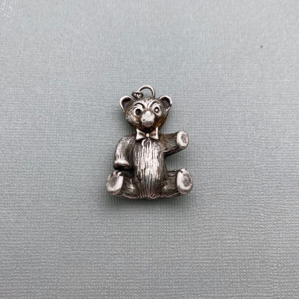 Sterling Silver Teddy Bear Pendant (Bow Tie) (SP26)