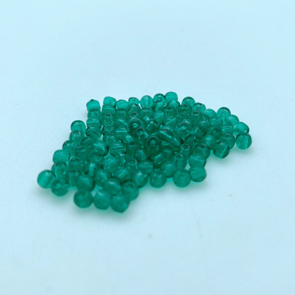 Round Turquoise Green Translucent Czech Glass (3mm) (GCG51)