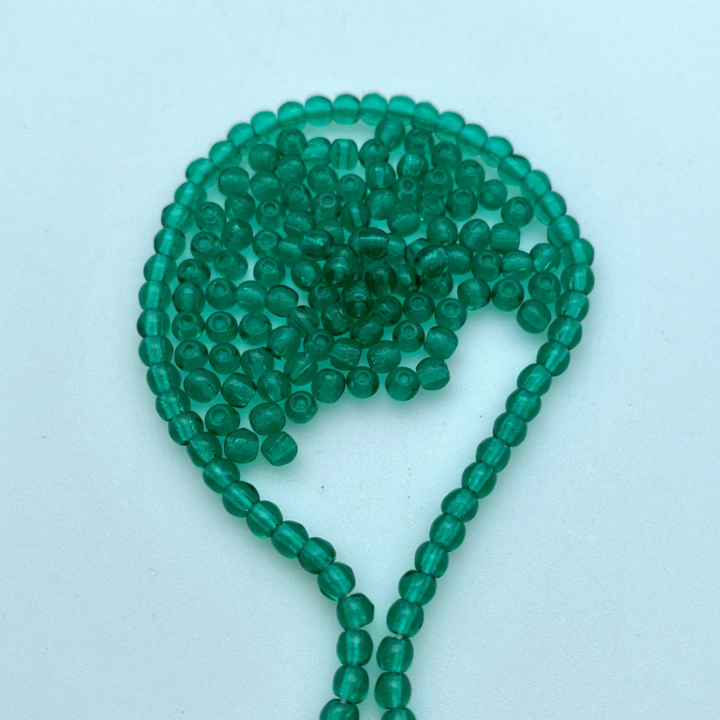 Round Turquoise Green Translucent Czech Glass (3mm) (GCG51)