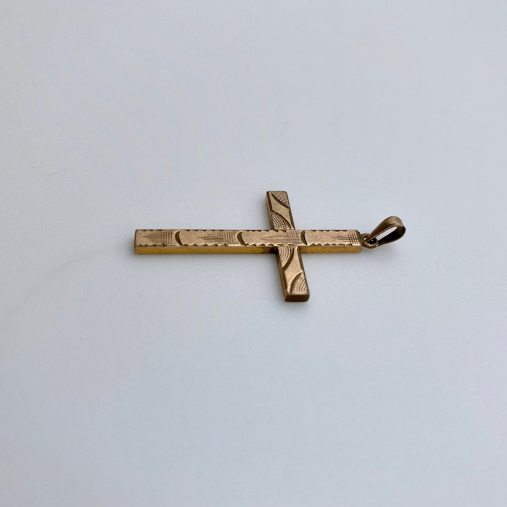 Vintage Hand Engraved Gold Filled Cross Pendant (RP29)