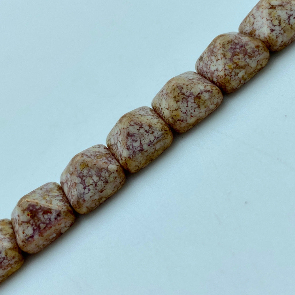 Purple/Yellow Picasso 2-Holed Pyramid Czech Glass Beads (12mm) (SCG16)