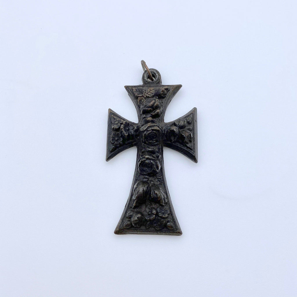 Antique Gutta Percha Mourning Cross Pendant (OC1)