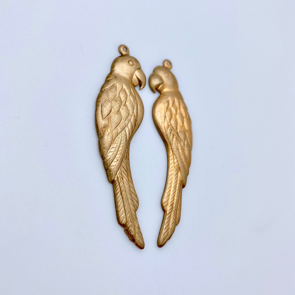 Pair Of Vintage Brass Parrot Pendants (BP52)
