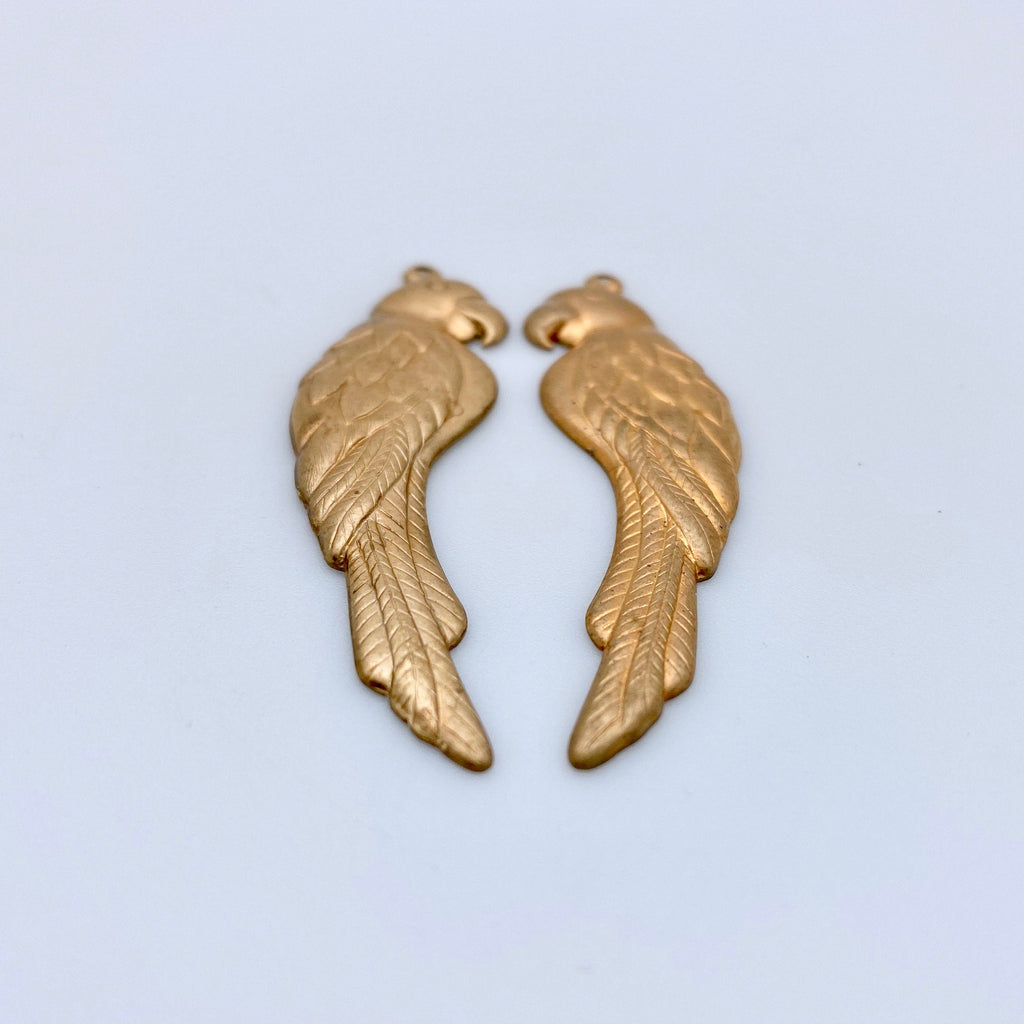 Pair Of Vintage Brass Parrot Pendants (BP52)