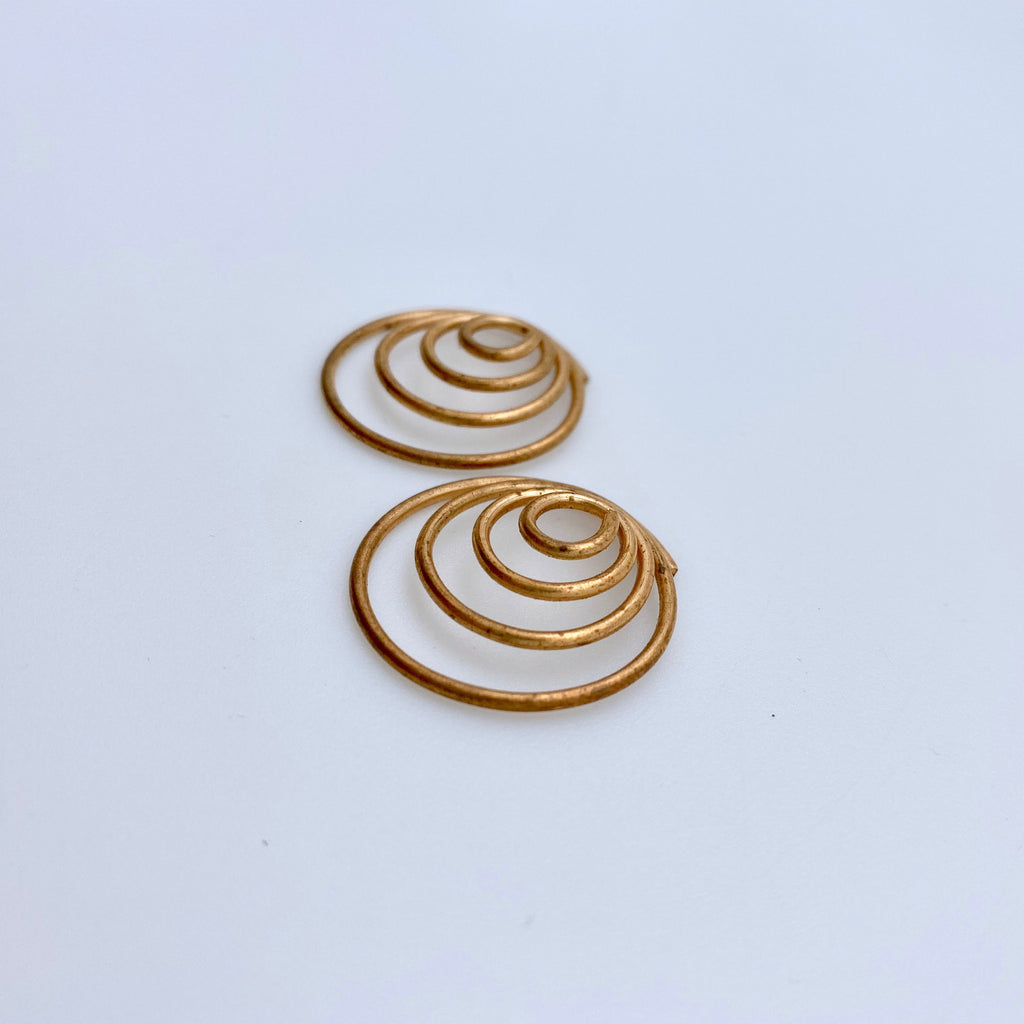 Pair Of Vintage Spiral Wire Brass Pendants (BP53)