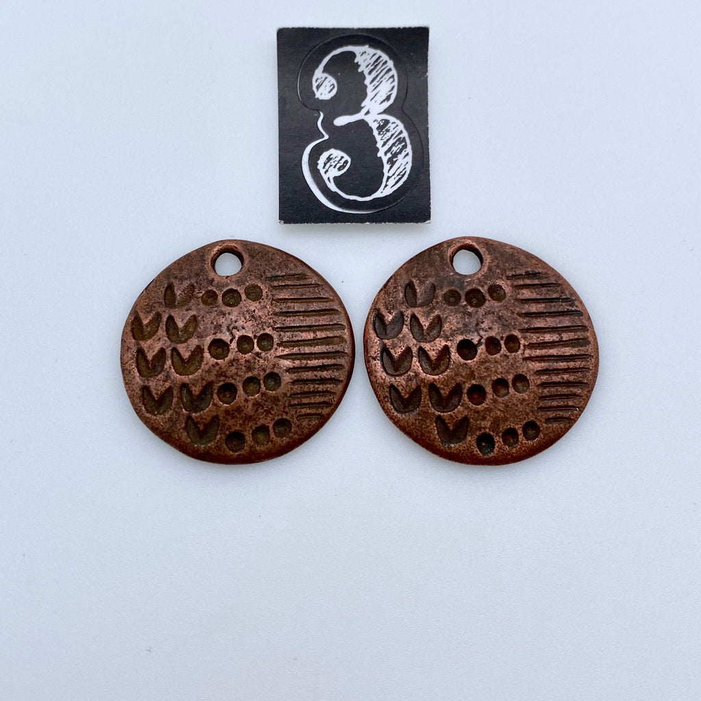 Round Metal Pendants (Available In 5 choices & 3 Colors: Gold, Copper, Or Gun Metal Color) Small Sold As A Pair (MP17)