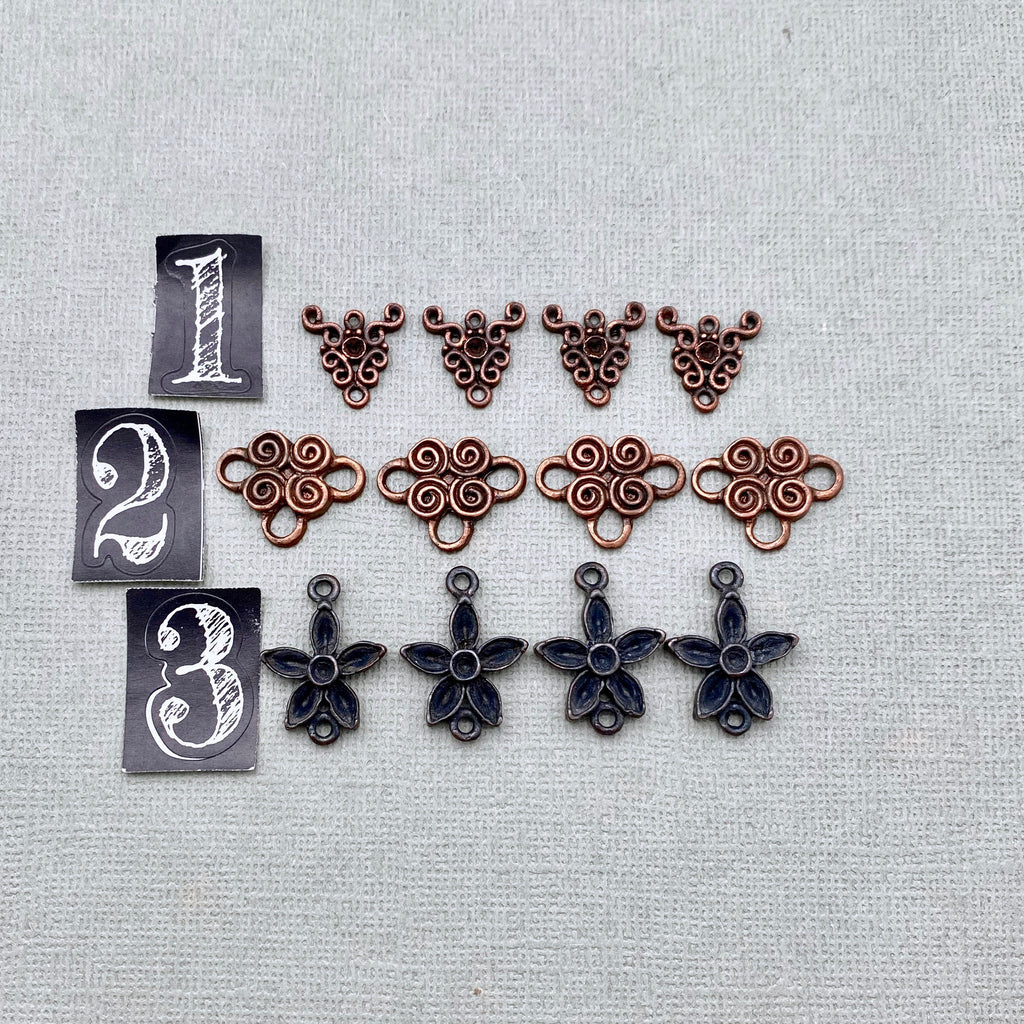 4 Pieces Of Plated Floral Charm Connectors (Available in 3 Choices) (MP213)