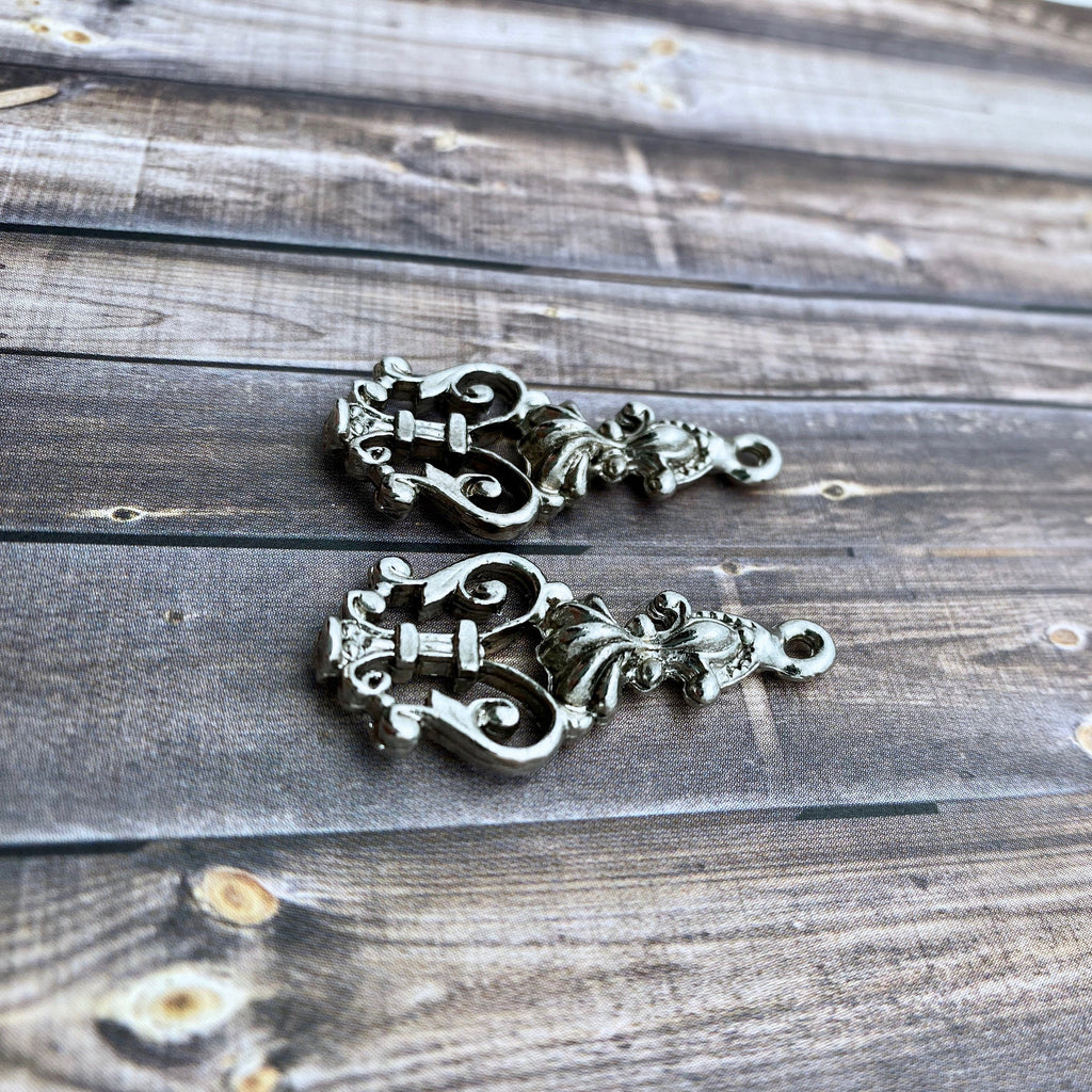 Pair Of Whimsical Silver Metal Pendants (MP72)
