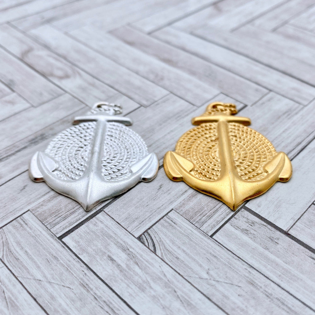 Pair Of Anchor Metal Stamping Pendants (MP78)