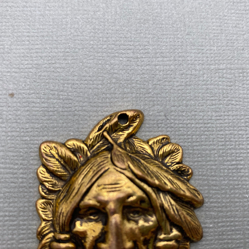 Brass Plated Indian Head Pendant (MP86)