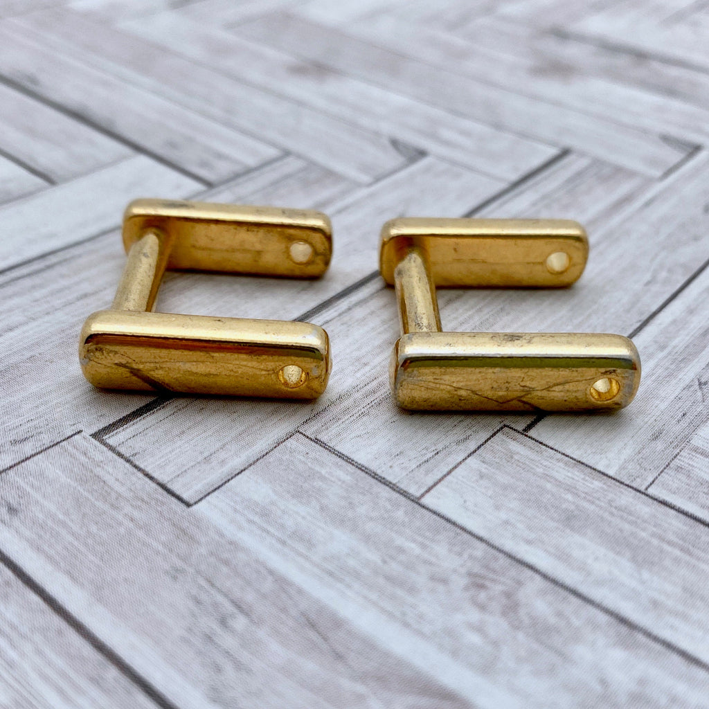 Pair Of Brass Plated Square Hinge Pendants (MP114)