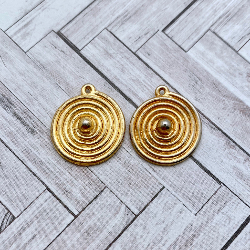 Pair Of Brass Plated Round Spiral Pendants (MP134)