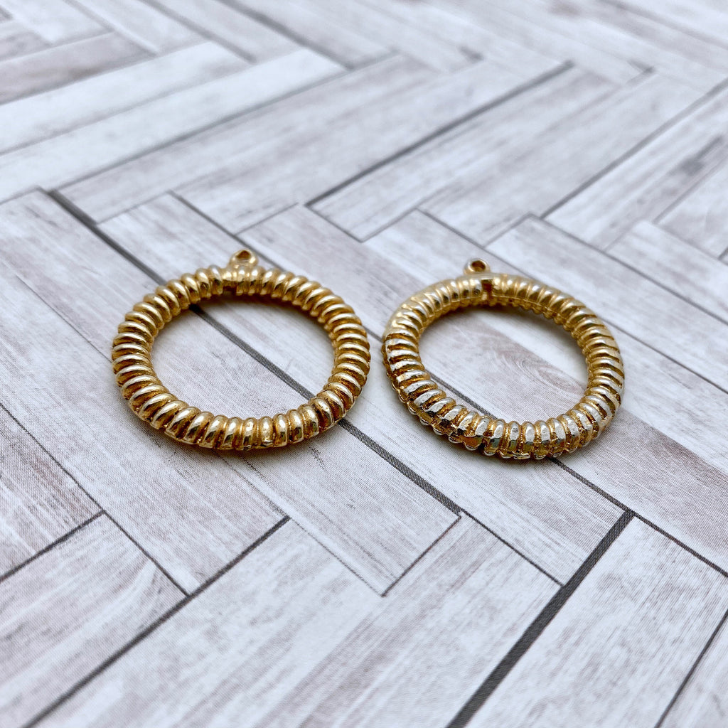 Pair Of Brass Plated Round Pendants (MP141)