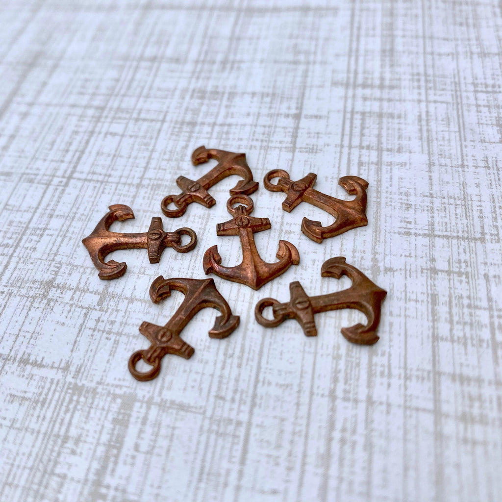 6 Vintage 1970&#39;s Copper Anchor Stampings (MP150)