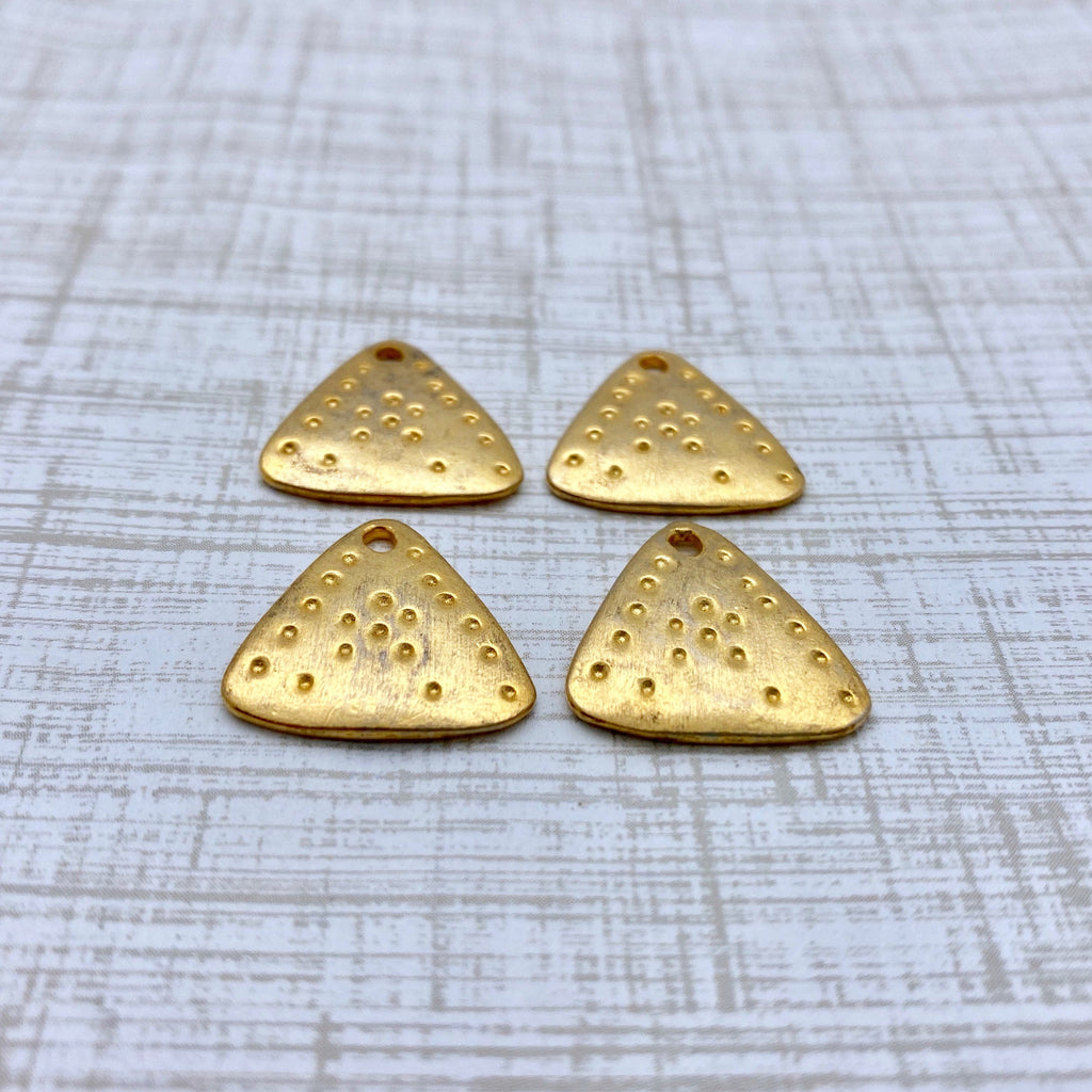 4 Brass Plated Triangle Shaped Pendants (MP157)